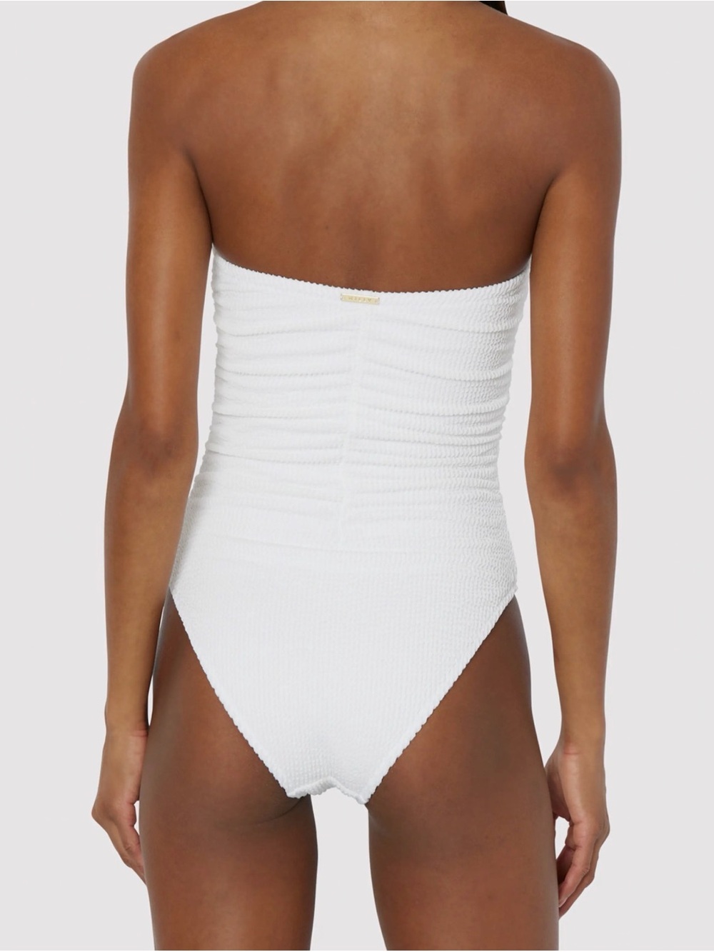 Milly White Textured Strapless Ruched One-Piece - Picture 2 of 8